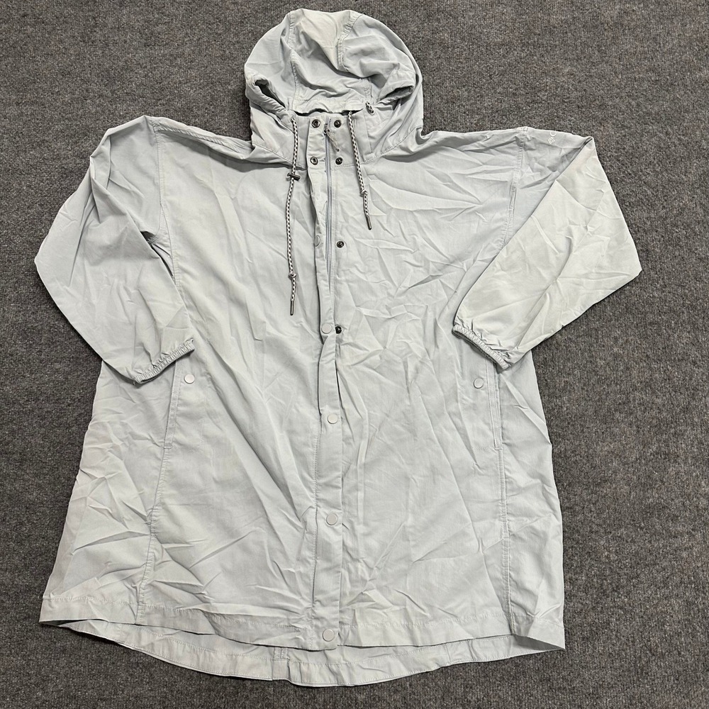 Columbia Jacket Womens Size L Gray Hooded Windbreaker Full Zip Lightweight Nylon
